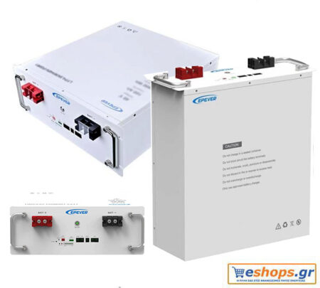  EPEVER EP-LFP51100 είναι μια μπαταρία LiFePO4 (Λιθίου-Σιδήρου-Φωσφορικού) χωρητικότητας 5,12 kWh, σχεδιασμένη για χρήση σε υβριδικά συστήματα φωτοβολταϊκών, τόσο αυτόνομα (off-grid) όσο και διασυνδεδεμένα (on-grid/hybrid). Μπαταρία κατάλληλη για Voltronic, Axpert (BMS),DEYE, Victron (Color Control/Cerbo GX), Must power, Growatt, SAJ, GOODWE, SOFA, SOLIS, LUXPOWER, IMEON, SMA, SUNGROW, RENAC, DELIOS, SERMATEC, STECA, Studer Innotec